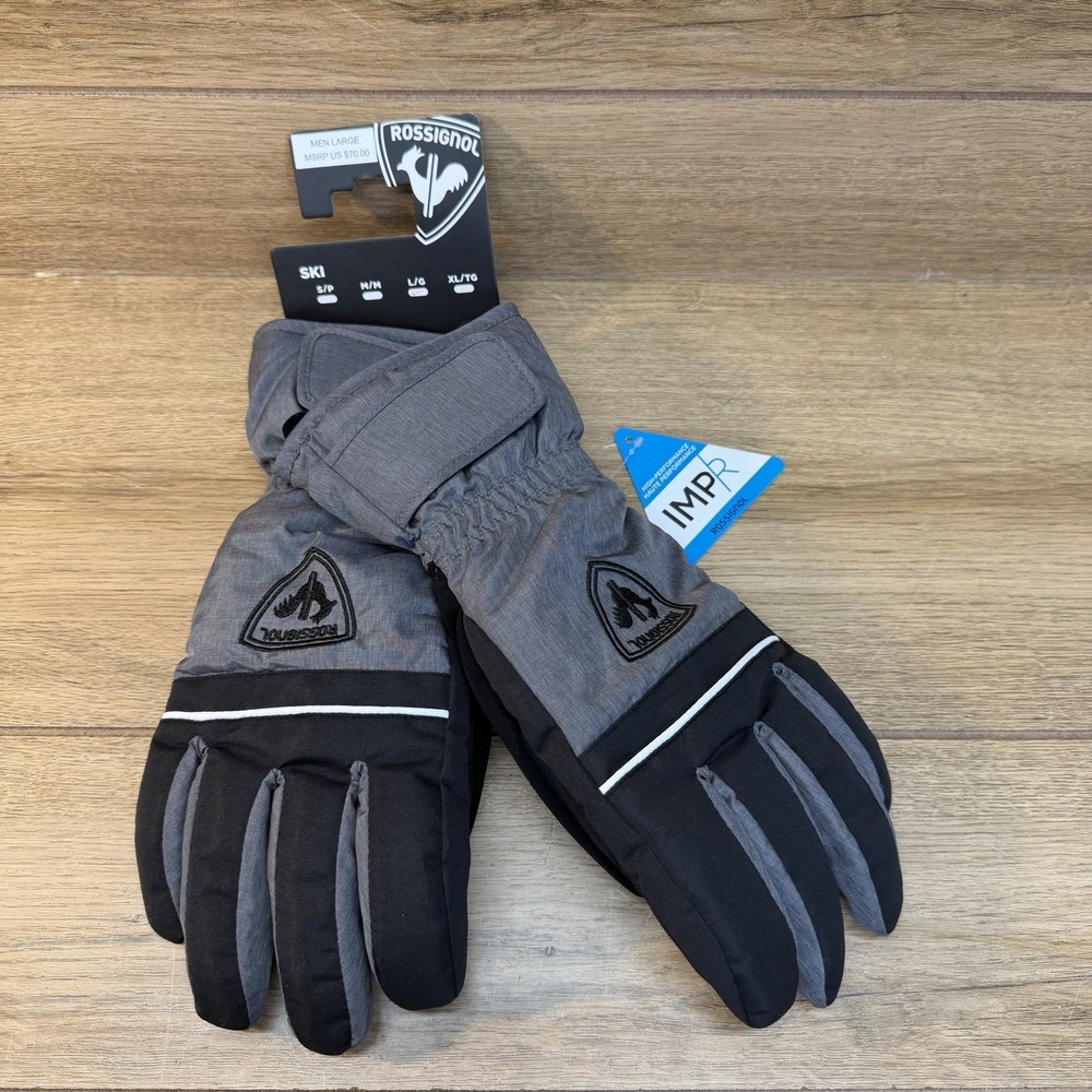 Rossignol Tech IMP'R Men's Ski Gloves Gray Black Waterproof Insulated Large